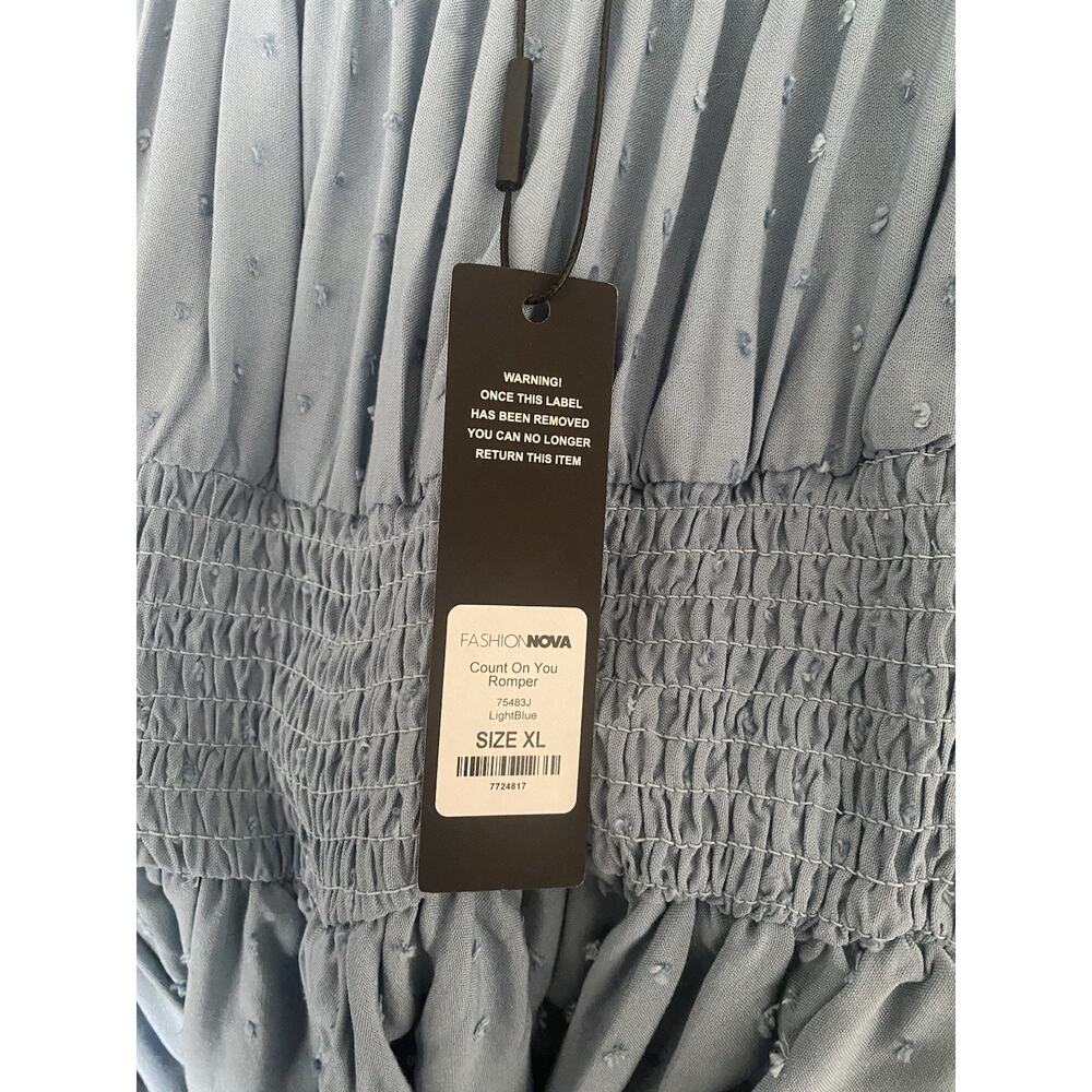 Fashion Nova Count In You Romper Womens XL Blue NEW - Picture 5 of 9